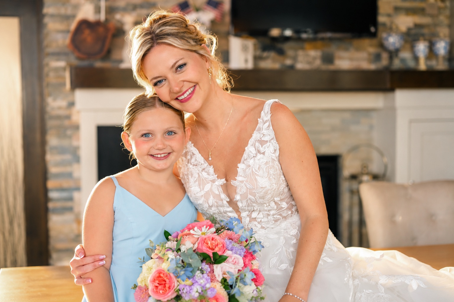 Jaci and a flower girl in Watertown, Upstate New York