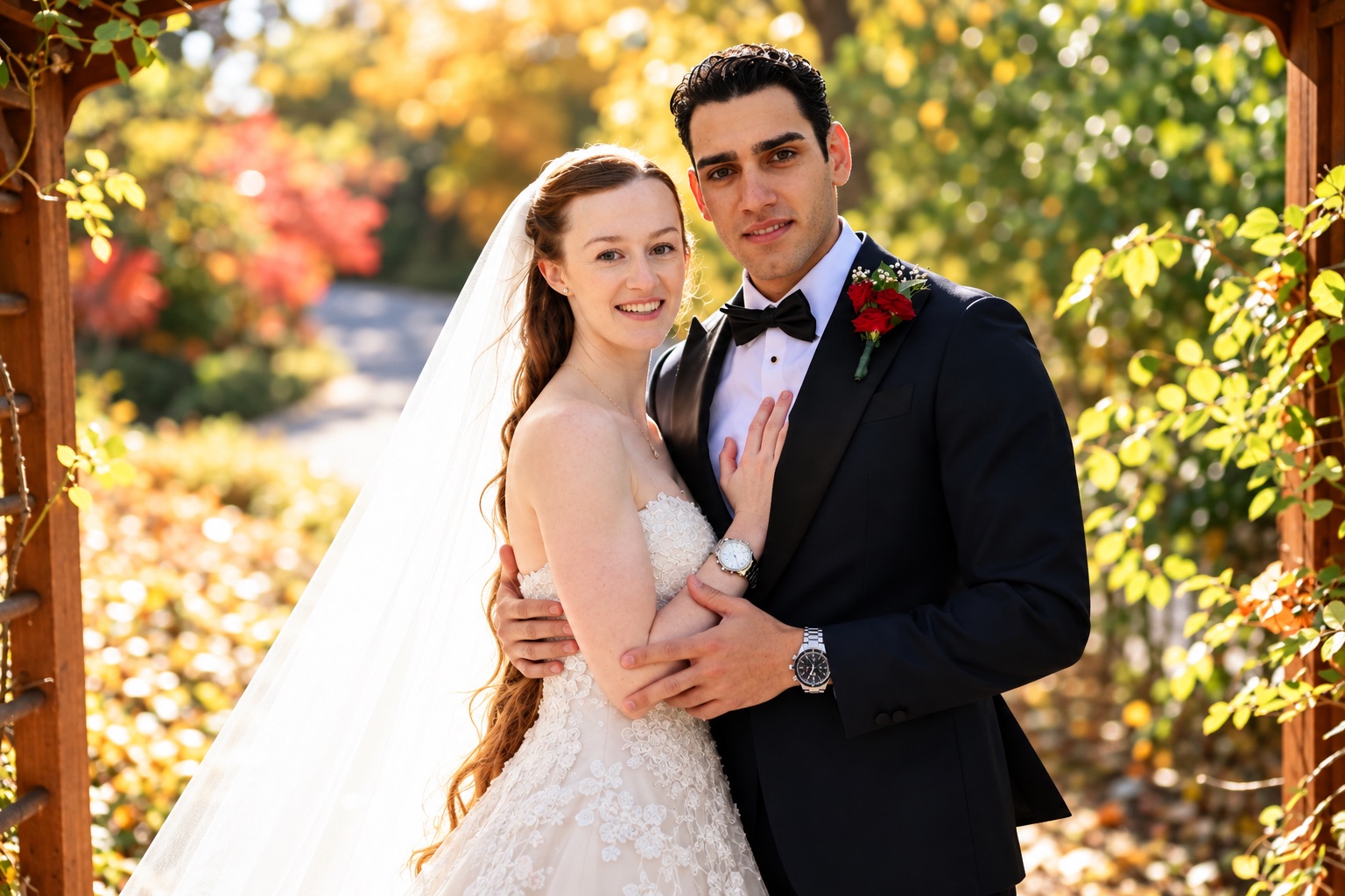 Jenna et Pouya en portrait d'automne à l'heure dorée