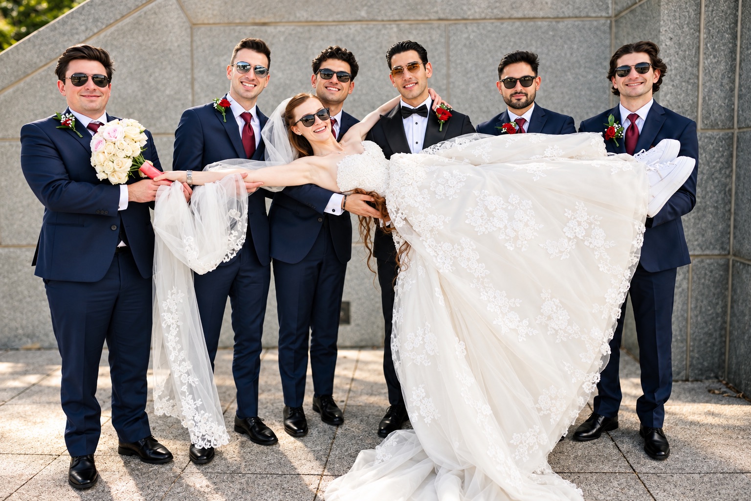 Jenna et Pouya avec leur cortège