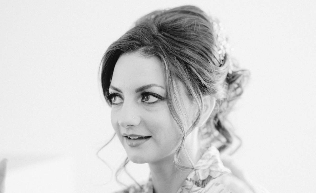 Portrait of Kristine while getting ready