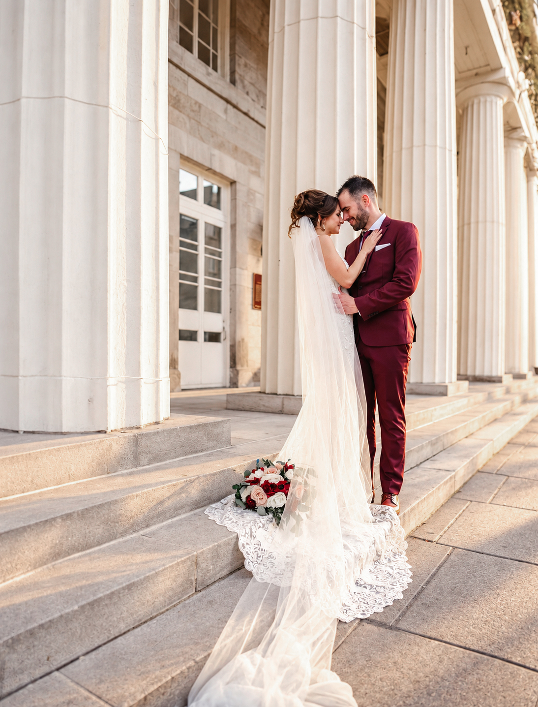 Kristine and Kenneth on the steps of Marché Bonsecours