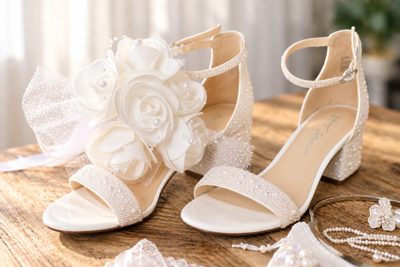 Les souliers de mariée perlés de Laurie