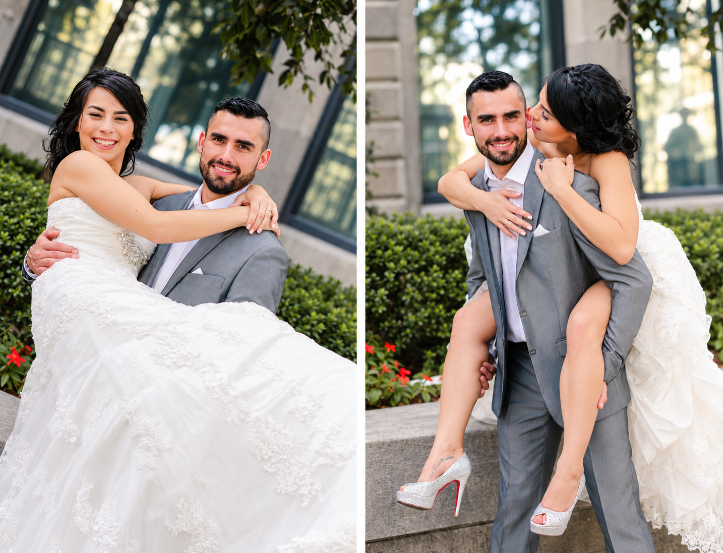 Sara and Kevin piggyback and lift portraits
