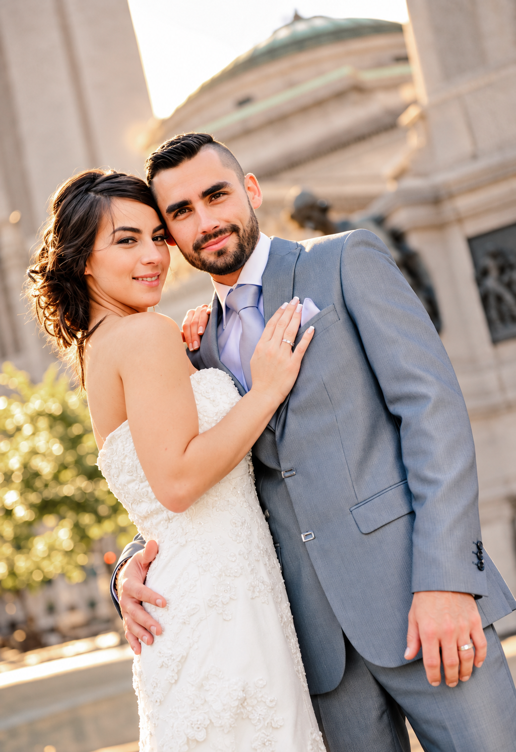 Sara and Kevin portrait at Place d'Armes